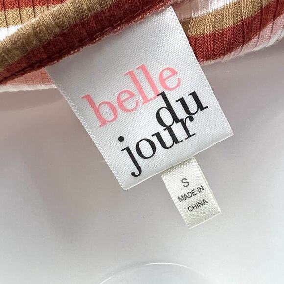 Belle Du Jour Stripe O-Ring Zipper Crop Top - Picture 6 of 8